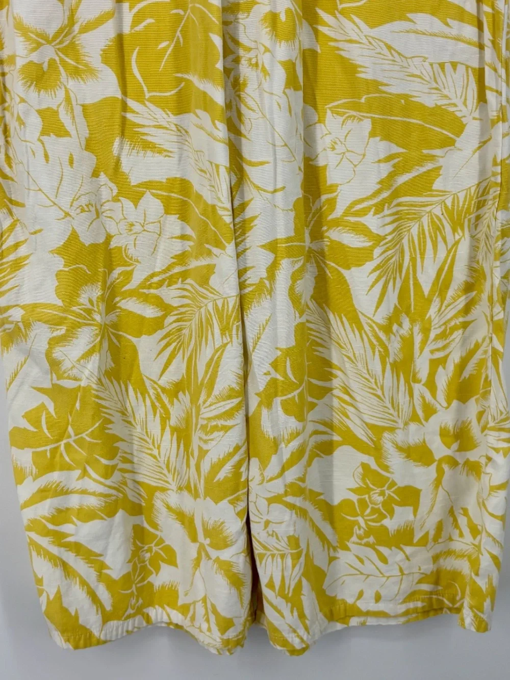 Billabong Womens Large Strapless Jumpsuit Yellow White Tropical Floral Wide Leg - Picture 4 of 12